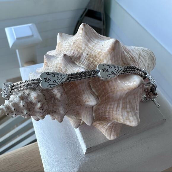 Brighton - "SPARKLING HEARTS" Elongated Heart Charm Toggle Bracelet - Picture 5 of 7